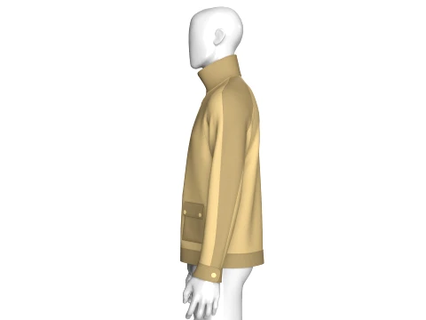 Men Two Tone Utility Button-Up Jacket 3D Model