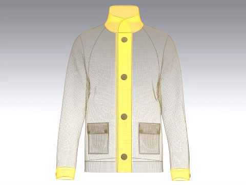 Men Two Tone Utility Button-Up Jacket 3D Model