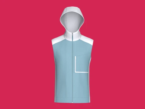 Men Sleeveless Hooded Jacket With Zip Pocket 3D Model