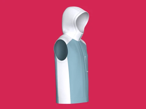 Men Sleeveless Hooded Jacket With Zip Pocket 3D Model
