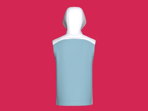 Men Sleeveless Hooded Jacket With Zip Pocket 3D Model