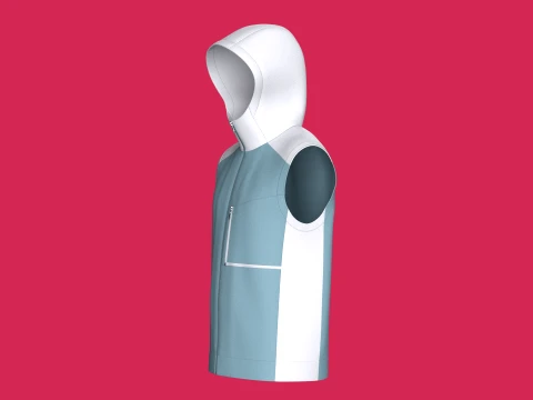Men Sleeveless Hooded Jacket With Zip Pocket 3D Model