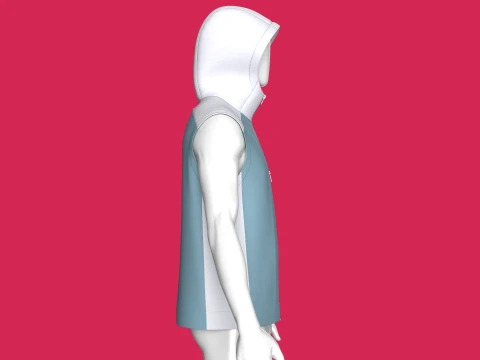 Men Sleeveless Hooded Jacket With Zip Pocket 3D Model