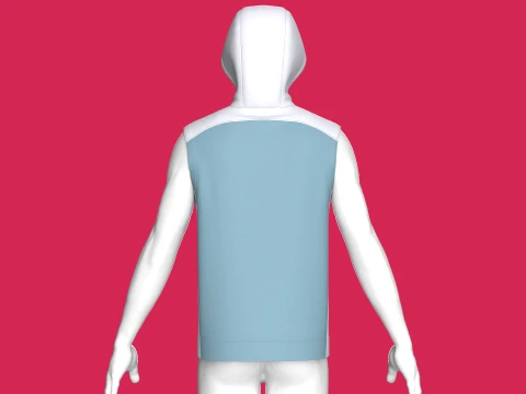 Men Sleeveless Hooded Jacket With Zip Pocket 3D Model
