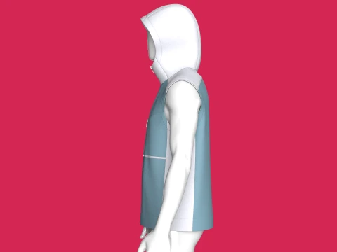 Men Sleeveless Hooded Jacket With Zip Pocket 3D Model
