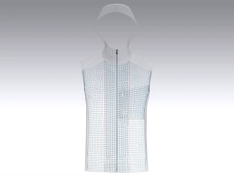 Men Sleeveless Hooded Jacket With Zip Pocket 3D Model