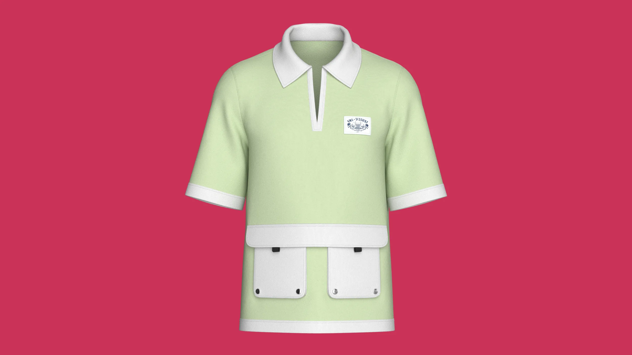 Men Open-Placket Polo Shirt With Cargo Pocket 3D Model .c4d .max .obj .3ds .fbx .stl .blend 