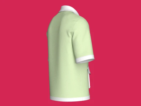 Men Open-Placket Polo Shirt With Cargo Pocket 3D Model