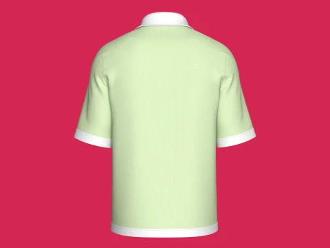 Men Open-Placket Polo Shirt With Cargo Pocket 3D Model