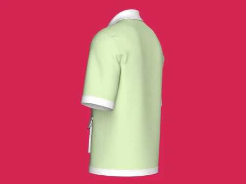 Men Open-Placket Polo Shirt With Cargo Pocket 3D Model