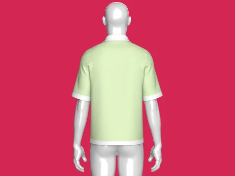 Men Open-Placket Polo Shirt With Cargo Pocket 3D Model