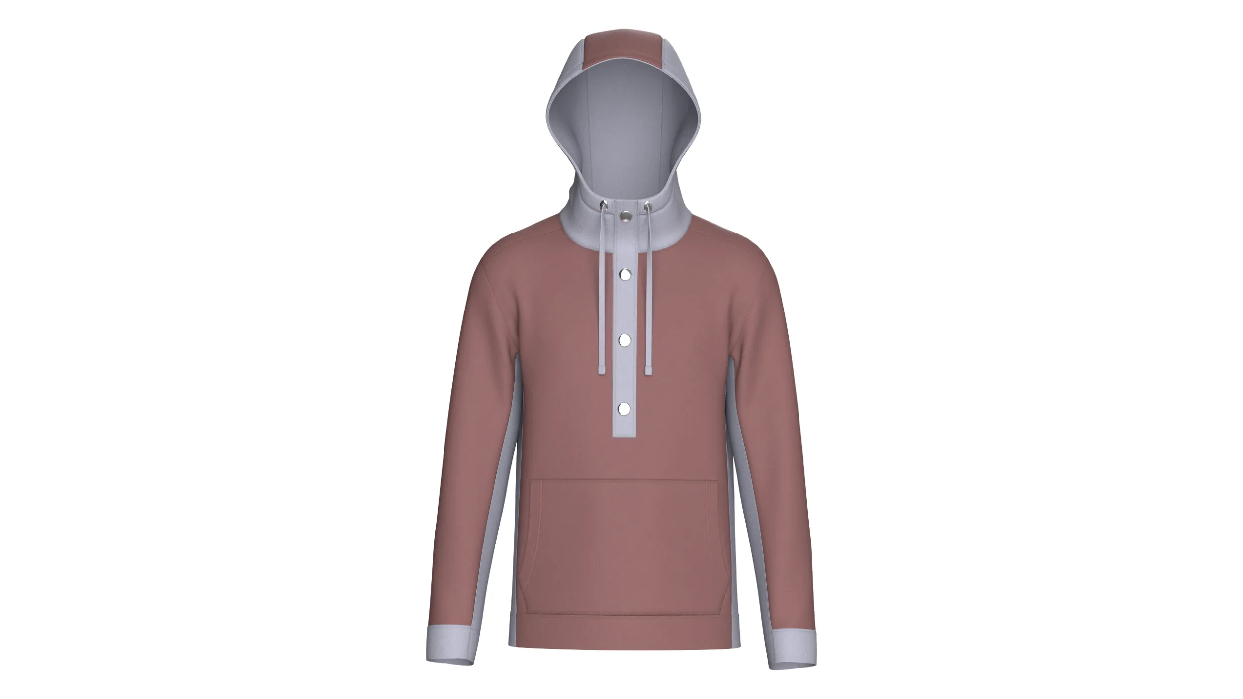 Men Button-Placket Hoodie With Pocket 3D Model .c4d .max .obj .3ds .fbx .stl .blend