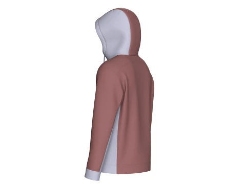 Men Button-Placket Hoodie With Pocket 3D Model