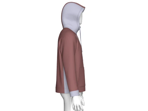 Men Button-Placket Hoodie With Pocket 3D Model