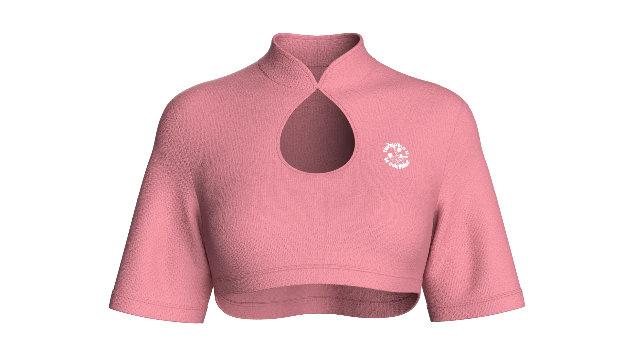 Girls Mandarin Collar Keyhole Cut-Out Cropped Top 3D Model .c4d .max .obj .3ds .fbx .stl .blend 