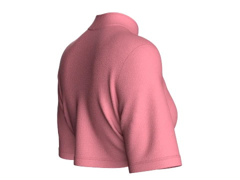 Girls Mandarin Collar Keyhole Cut-Out Cropped Top 3D Model