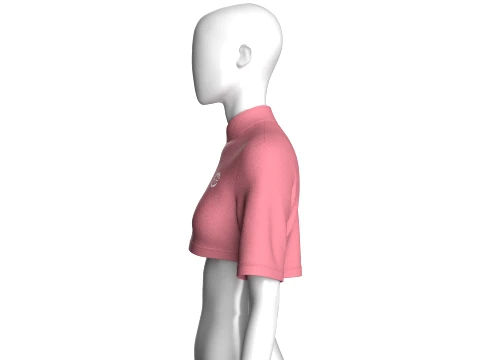 Girls Mandarin Collar Keyhole Cut-Out Cropped Top 3D Model