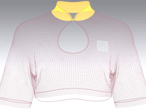 Girls Mandarin Collar Keyhole Cut-Out Cropped Top 3D Model