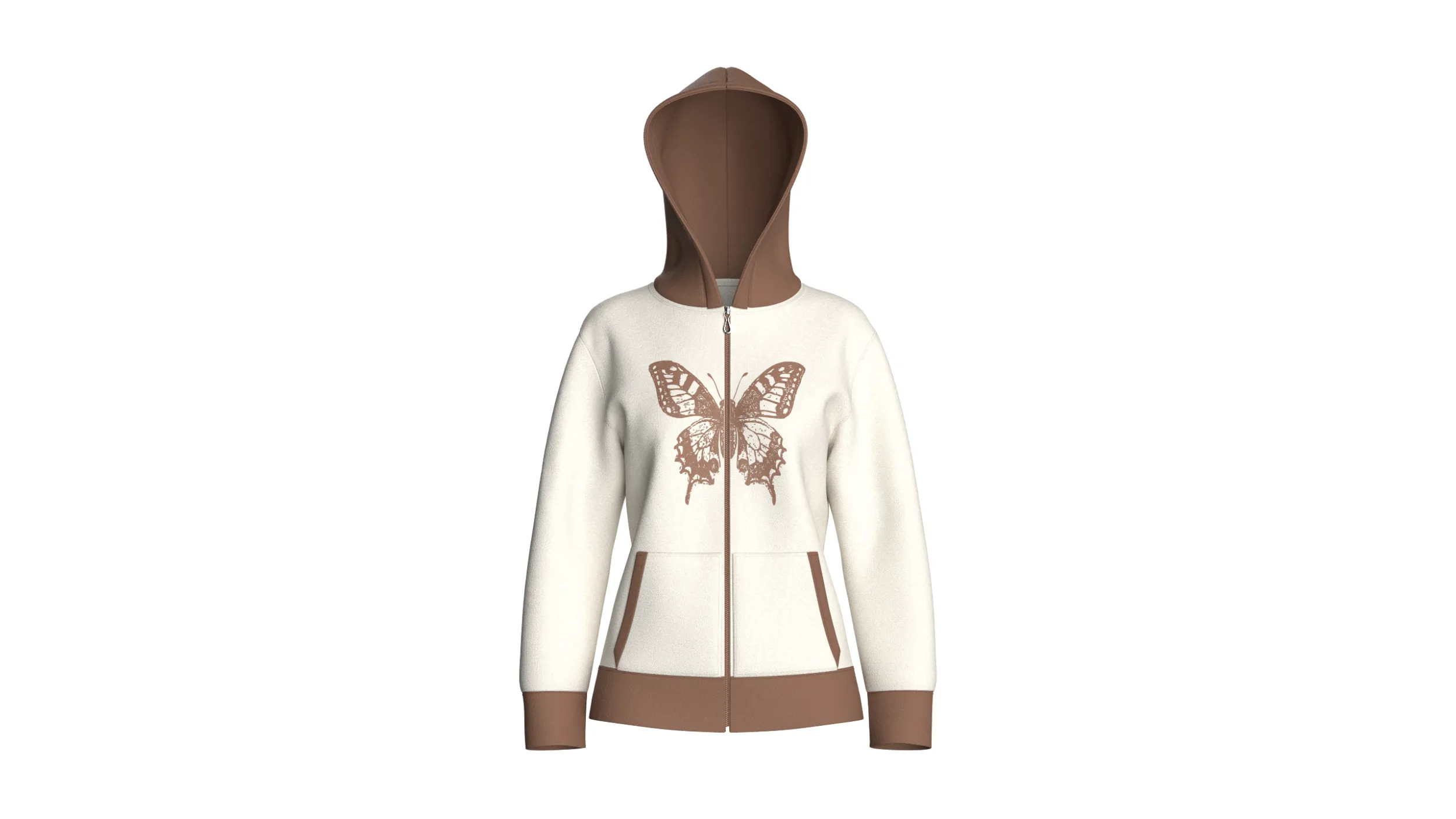 Girls Full-Zip Hoodie With Butterfly Graphic 3D Model .c4d .max .obj .3ds .fbx .stl .blend 