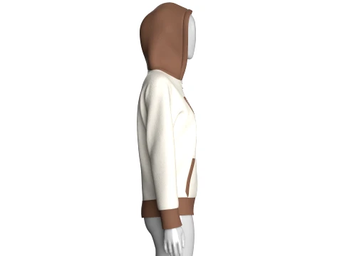 Girls Full-Zip Hoodie With Butterfly Graphic 3D Model