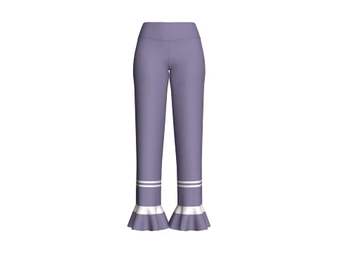 Pantaloni da bambina con orlo arricciato a vita alta Modello 3D