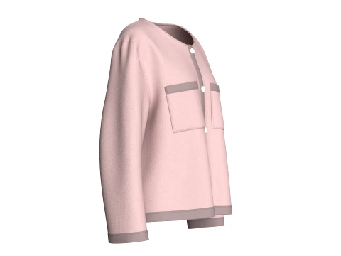 Girls Crew Neck Button-Up Cardigan 3D Model