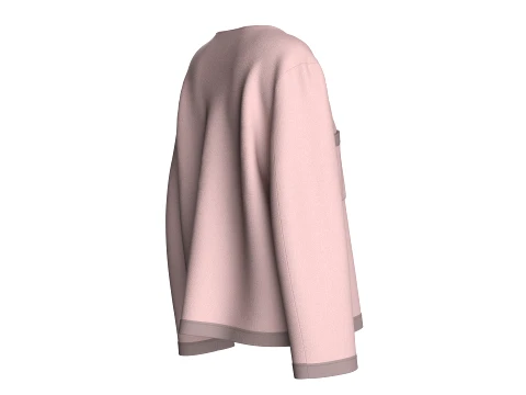 Girls Crew Neck Button-Up Cardigan 3D Model