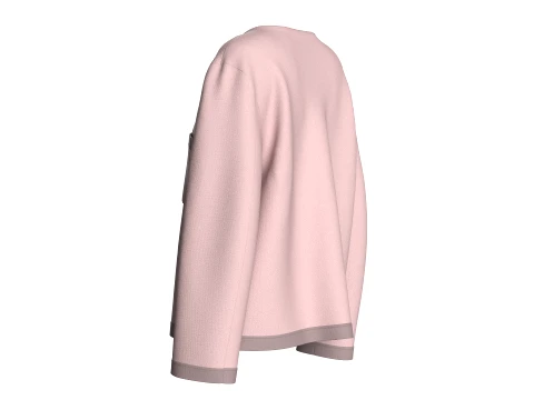 Girls Crew Neck Button-Up Cardigan 3D Model