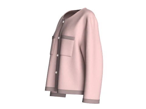 Girls Crew Neck Button-Up Cardigan 3D Model