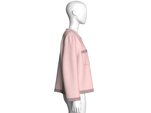 Girls Crew Neck Button-Up Cardigan 3D Model
