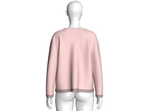 Girls Crew Neck Button-Up Cardigan 3D Model