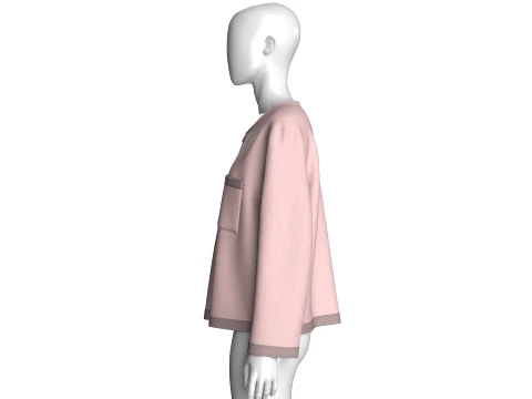 Girls Crew Neck Button-Up Cardigan 3D Model