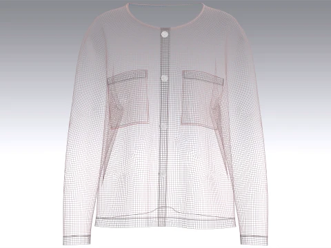 Girls Crew Neck Button-Up Cardigan 3D Model