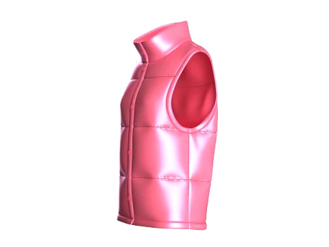 Girls Sleeveless Puffer Jacket 3D Model