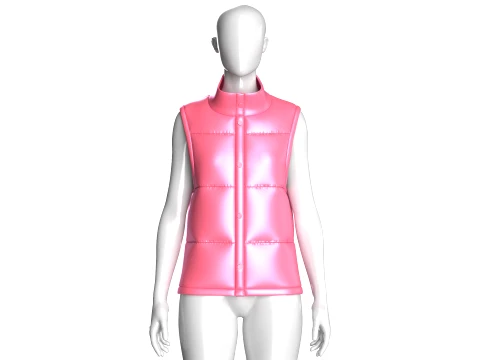 Girls Sleeveless Puffer Jacket 3D Model