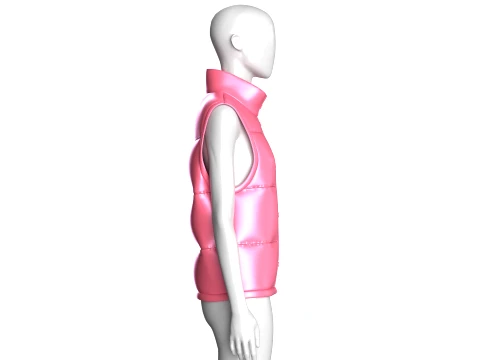 Girls Sleeveless Puffer Jacket 3D Model