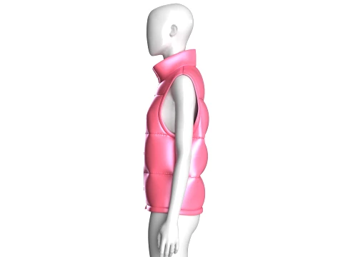 Girls Sleeveless Puffer Jacket 3D Model