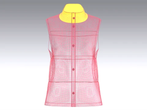 Girls Sleeveless Puffer Jacket 3D Model