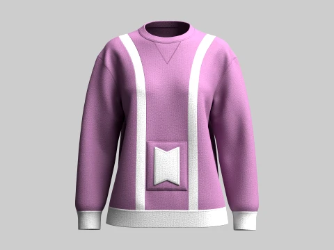 Girls - Sweat-shirt &agrave; rayures blanches avec empi&egrave;cements lat&eacute;raux Modèle 3D