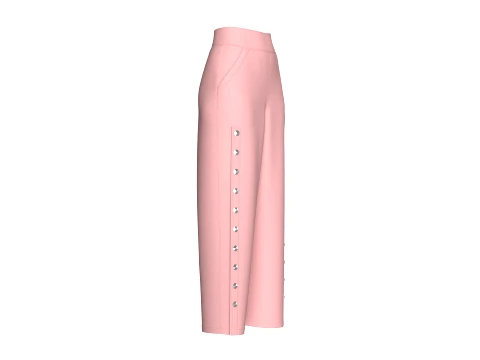 Girls Wide Leg High-Waisted Pant 3D Model