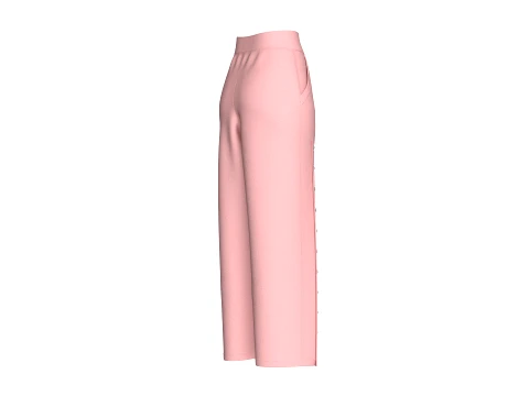 Girls Wide Leg High-Waisted Pant 3D Model