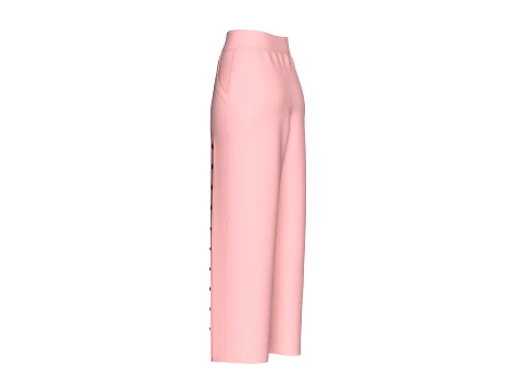 Girls Wide Leg High-Waisted Pant 3D Model