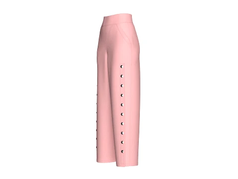 Girls Wide Leg High-Waisted Pant 3D Model