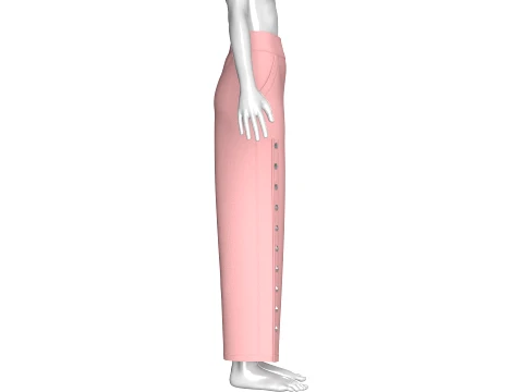 Girls Wide Leg High-Waisted Pant 3D Model