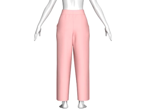 Girls Wide Leg High-Waisted Pant 3D Model