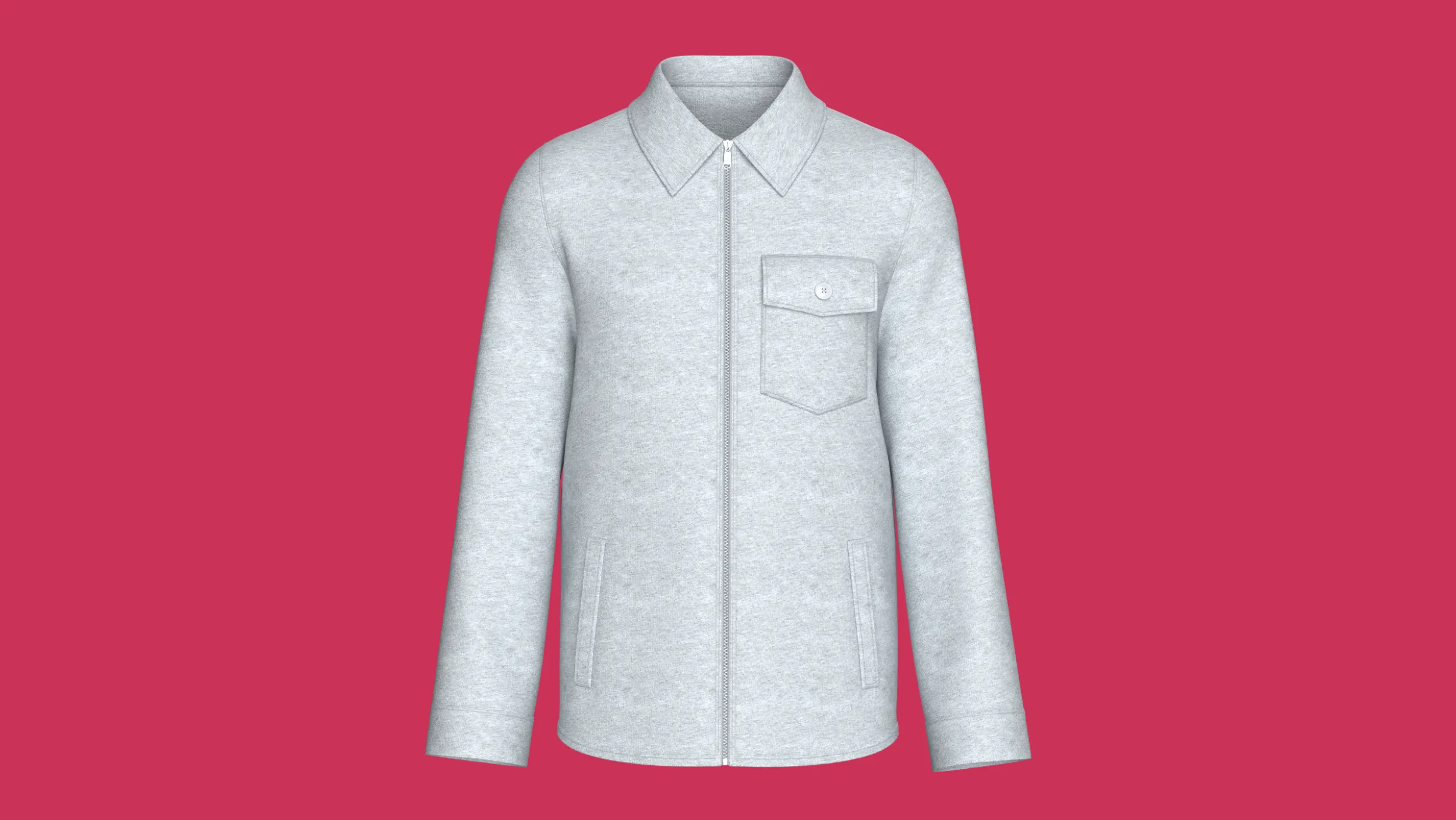Men Full-Zip Collar Jacket With Flap Pocket 3D Model .c4d .max .obj .3ds .fbx .stl .blend 