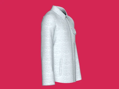 Men Full-Zip Collar Jacket With Flap Pocket 3D Model