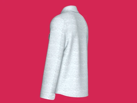 Men Full-Zip Collar Jacket With Flap Pocket 3D Model