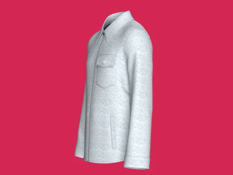Men Full-Zip Collar Jacket With Flap Pocket 3D Model