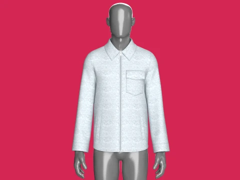 Men Full-Zip Collar Jacket With Flap Pocket 3D Model